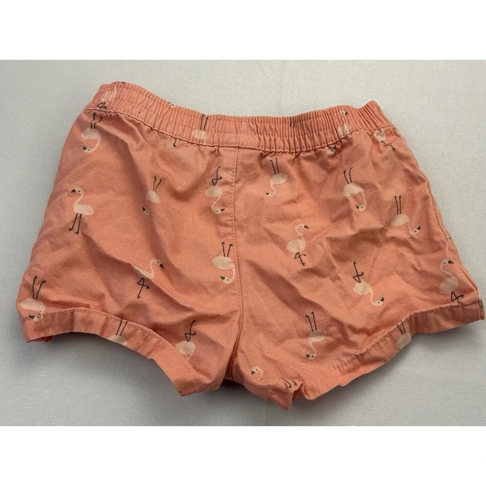 Carter's Just One You Girls 12M Pink Flamingo Shorts Cotton Beach Tropical